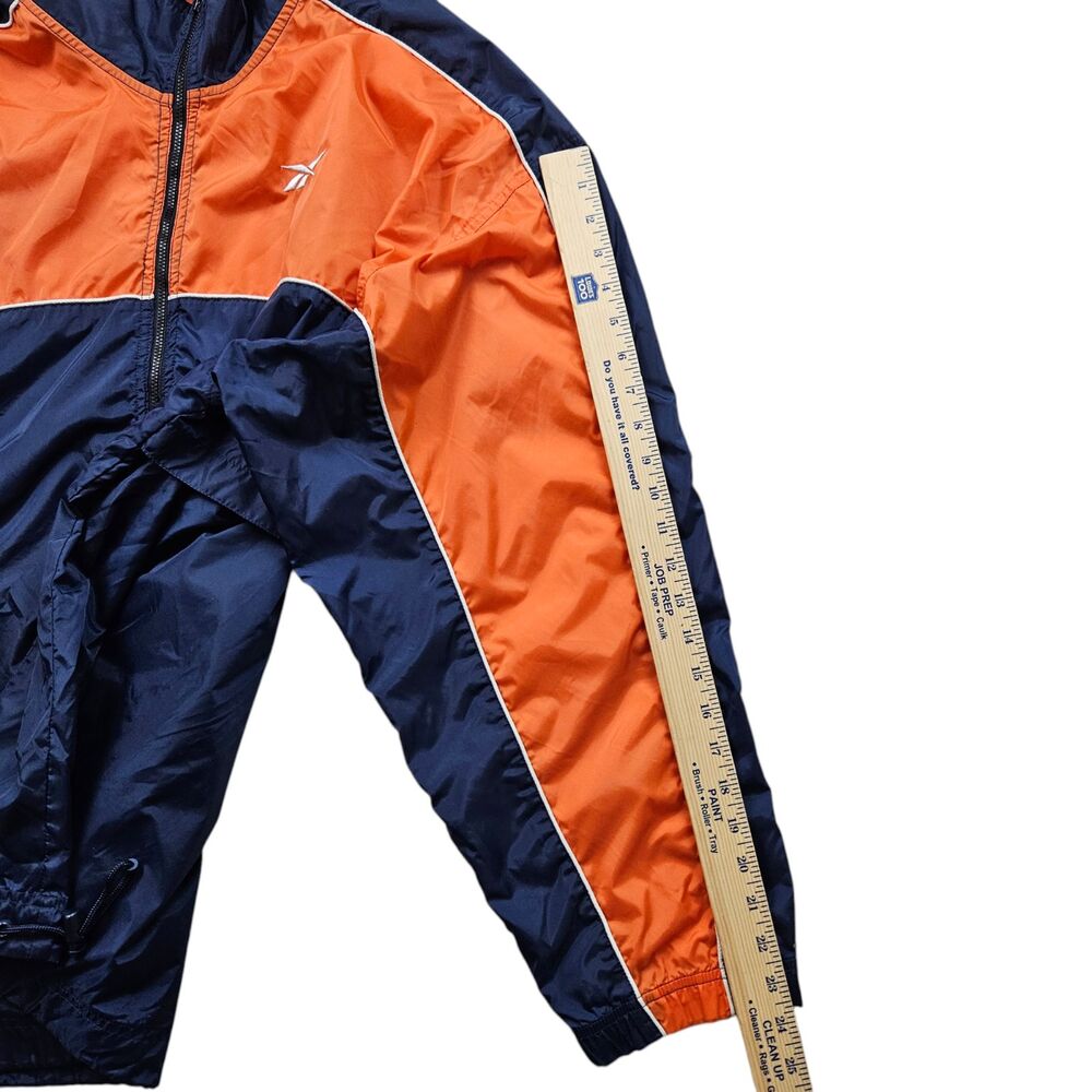 Vintage Reebok Windbreaker Jacket Mens Size XL Blue Orange Full Zip Vented 90s - Picture 7 of 9